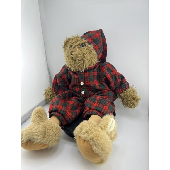 Abc Distributing Brown Bear Plush Plaid Pajamas Bunny Rabbit Slipper Lodge - Picture 2 of 12